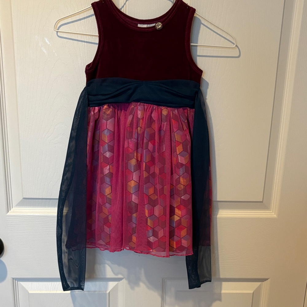 Matilda Jane Burgundy and Navy Formal Kids Dress